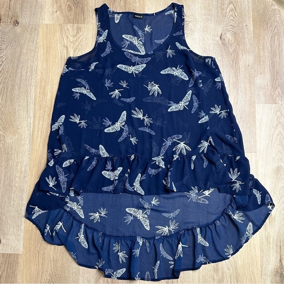 Torrid Semi Sheer Navy Dragonfly High Low Tank - Picture 1 of 6